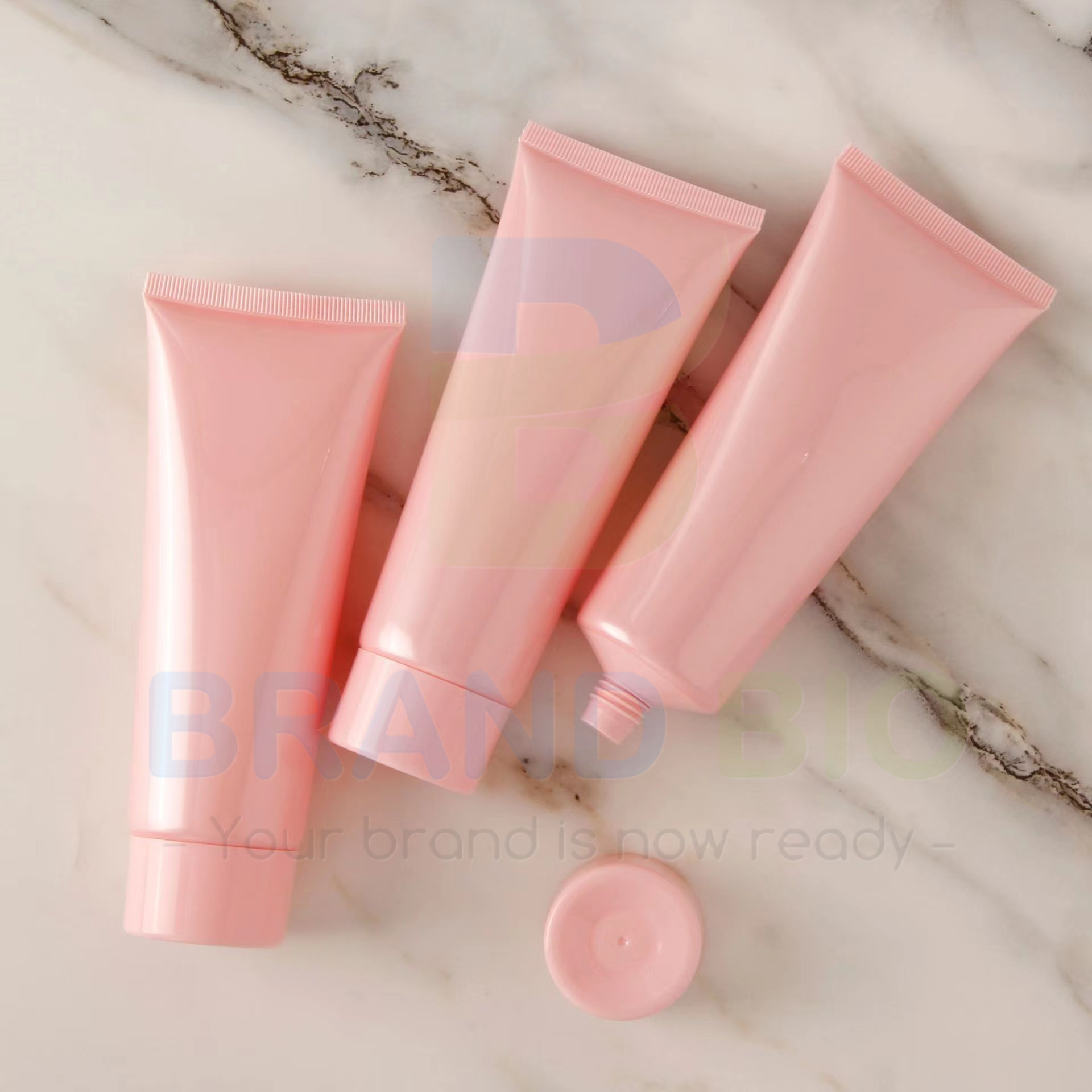 Biodegradable-Soft-Body-Lotion-Squeeze-Tube-Plastic-Packaging أنبوب وردي بغطاء Disc-top - الصورة 1